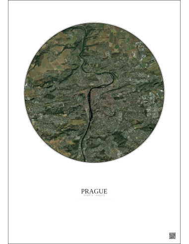 Affiche Prague – Poster vue satellite 10km Couleur | Gravura – Fond clair