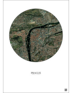 Prague Satellite View Poster 2.5km Color | Gravura – Light background