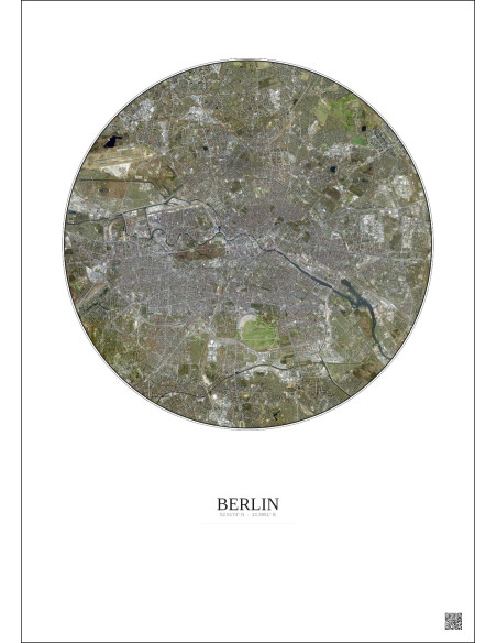 Affiche Berlin – Poster vue satellite 10km Couleur | Gravura – Fond clair