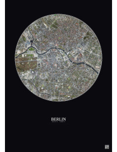 Affiche Berlin – Poster vue satellite 2.5km Couleur | Gravura – Fond foncé