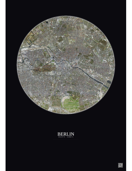 Affiche Berlin – Poster vue satellite 6km Couleur | Gravura – Fond foncé