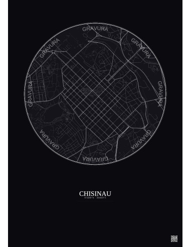 Chisinau City Map Poster 2.5km | Gravura – Dark background