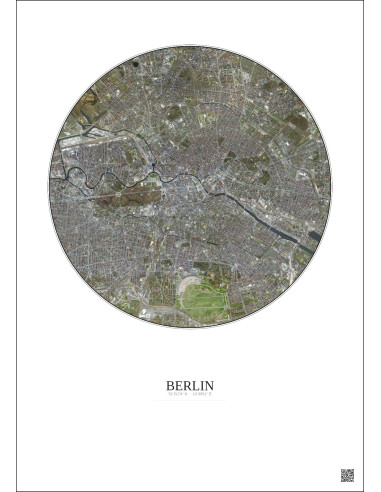 Berlin Satellite View Poster 6km Color | Gravura – Light background