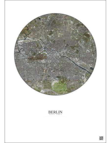Berlin Satellite View Poster 6km Color | Gravura – Light background