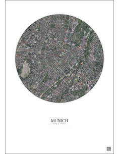 Munich Satellite View Poster 2.5km Color | Gravura – Light background