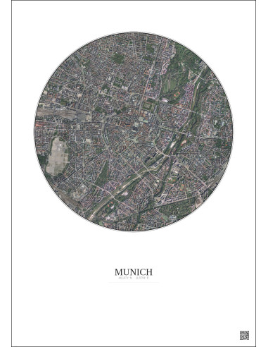Munich Satellite View Poster 2.5km Color | Gravura – Light background