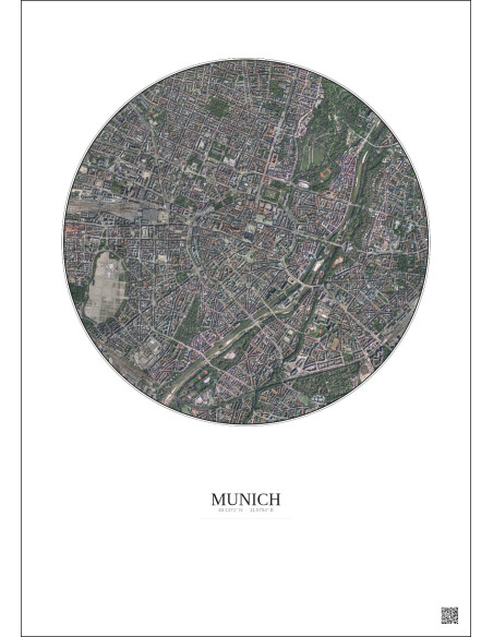 Munich Satellite View Poster 2.5km Color | Gravura – Light background