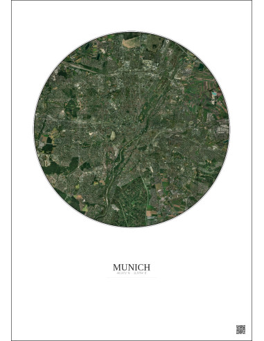 Affiche Munich – Poster vue satellite 10km Couleur | Gravura – Fond clair