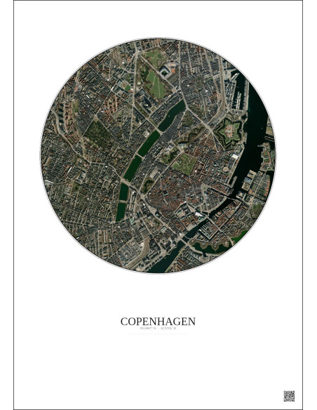Copenhagen Satellite View Poster 2.5km Color | Gravura – Light background