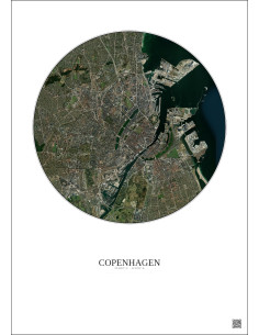 Affiche Copenhagen – Poster vue satellite 6km Couleur | Gravura – Fond clair