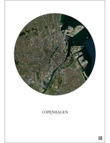 Affiche Copenhagen – Poster vue satellite 6km Couleur | Gravura – Fond clair