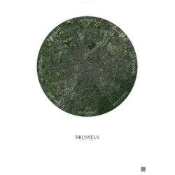 Affiche Brussels – Poster vue satellite 10km Couleur | Gravura – Fond clair