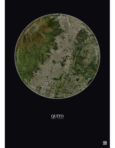 Affiche Quito – Poster vue satellite 10km Couleur | Gravura – Fond foncé