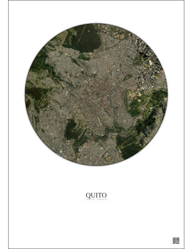 Affiche Quito – Poster vue satellite 2.5km Couleur | Gravura – Fond clair
