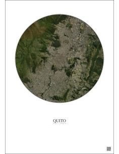 Affiche Quito – Poster vue satellite 6km Couleur | Gravura – Fond clair