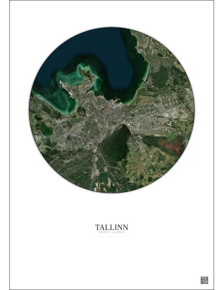 Tallinn Satellite View Poster 10km Color | Gravura – Light background