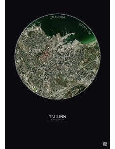 Tallinn Satellite View Poster 2.5km Color | Gravura – Dark background