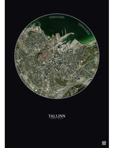 Tallinn Satellite View Poster 2.5km Color | Gravura – Dark background