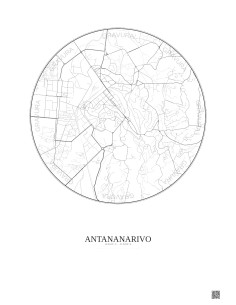 Affiche Antananarivo – Poster carte de ville 2.5km | Gravura – Fond clair