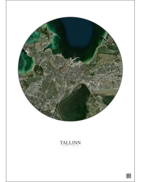 Tallinn Satellite View Poster 6km Color | Gravura – Light background