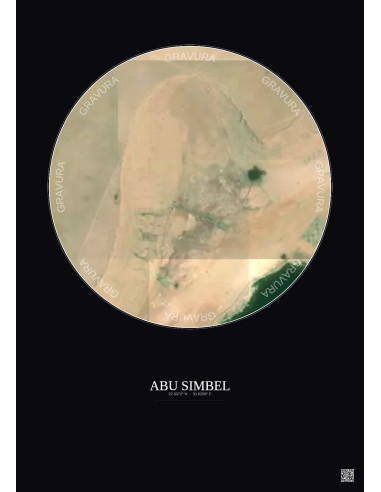 Affiche Abu Simbel – Poster vue satellite 0.1km Couleur | Gravura – Fond foncé