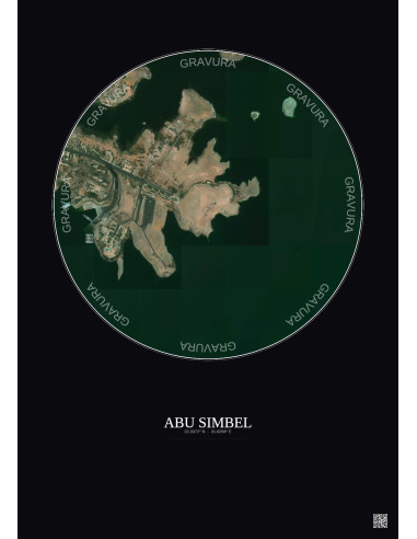 Abu Simbel Satellite View Poster 1km Color | Gravura – Dark background