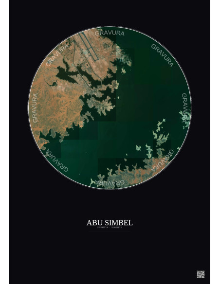 Abu Simbel Satellite View Poster 5km Color | Gravura – Dark background