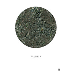 Affiche Brussels – Poster vue satellite 2.5km Couleur | Gravura – Fond clair
