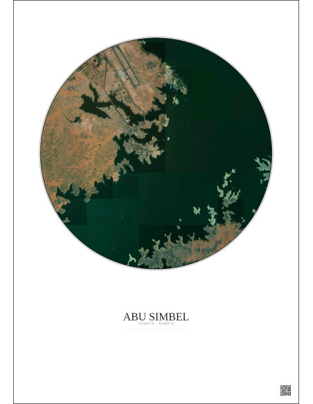 Abu Simbel Satellite View Poster 5km Color | Gravura – Light background