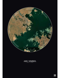 Abu Simbel Satellite View Poster 10km Color | Gravura – Dark background
