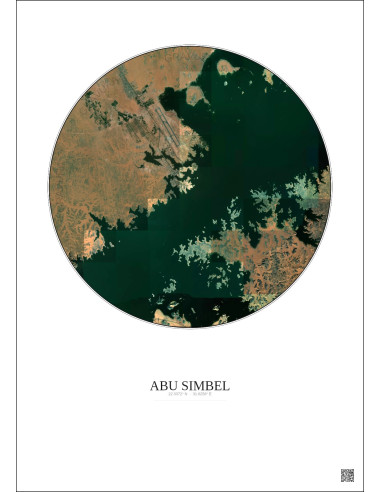 Abu Simbel Satellite View Poster 10km Color | Gravura – Light background