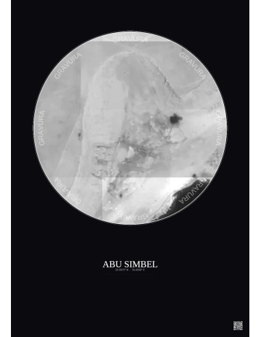 Abu Simbel Satellite View Poster 0.1km B&W | Gravura – Dark background