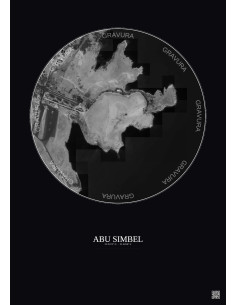 Abu Simbel Satellite View Poster 0.5km B&W | Gravura – Dark background