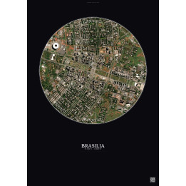 Affiche Brasilia – Poster vue satellite 2.5km Couleur | Gravura – Fond foncé