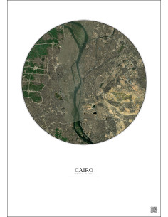 Affiche Cairo – Poster vue satellite 10km Couleur | Gravura – Fond clair