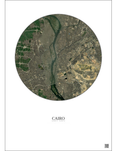 Affiche Cairo – Poster vue satellite 10km Couleur | Gravura – Fond clair