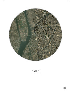 Affiche Cairo – Poster vue satellite 2.5km Couleur | Gravura – Fond clair