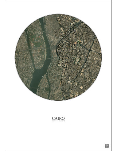 Affiche Cairo – Poster vue satellite 2.5km Couleur | Gravura – Fond clair