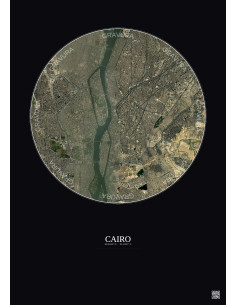 Affiche Cairo – Poster vue satellite 6km Couleur | Gravura – Fond foncé