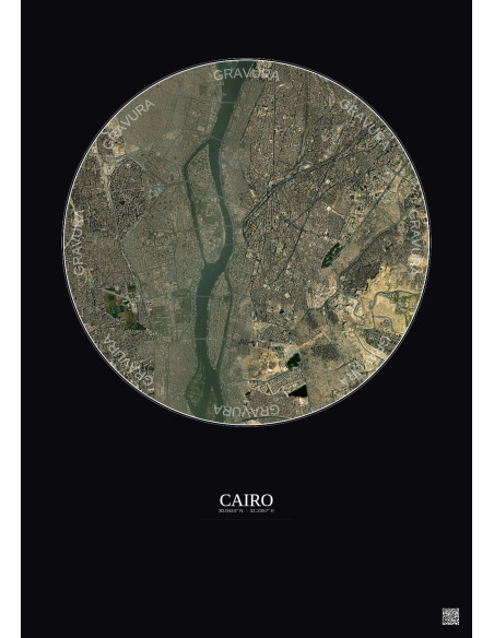Affiche Cairo – Poster vue satellite 6km Couleur | Gravura – Fond foncé