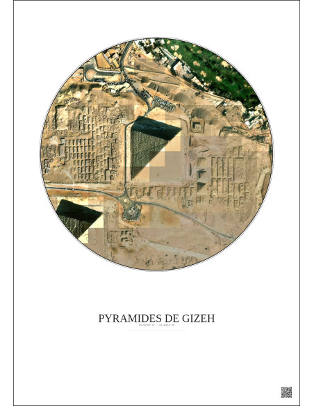 Affiche Pyramides De Gizeh – Poster vue satellite 0.5km Couleur | Gravura – Fond clair