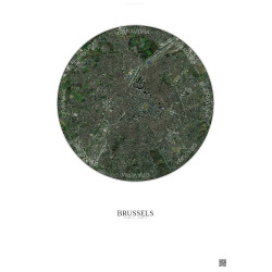 Affiche Brussels – Poster vue satellite 6km Couleur | Gravura – Fond clair