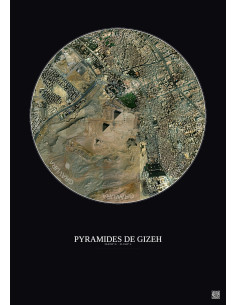 Affiche Pyramides De Gizeh – Poster vue satellite 2.5km Couleur | Gravura – Fond foncé
