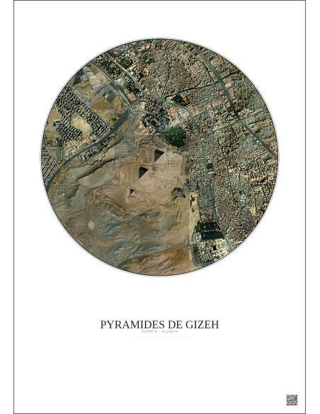 Affiche Pyramides De Gizeh – Poster vue satellite 2.5km Couleur | Gravura – Fond clair