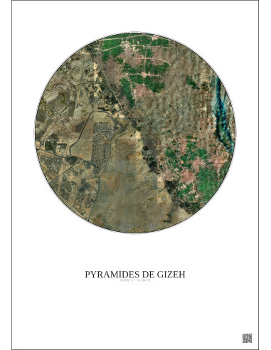 Pyramides De Gizeh Satellite View Poster 10km Color | Gravura – Light background