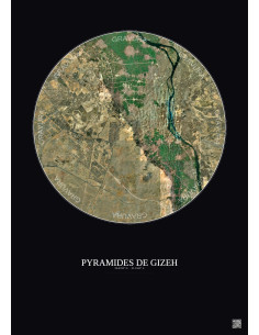 Pyramides De Gizeh Satellite View Poster 20km Color | Gravura – Dark background