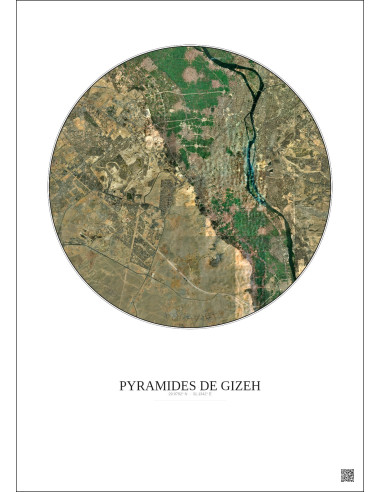 Pyramides De Gizeh Satellite View Poster 20km Color | Gravura – Light background