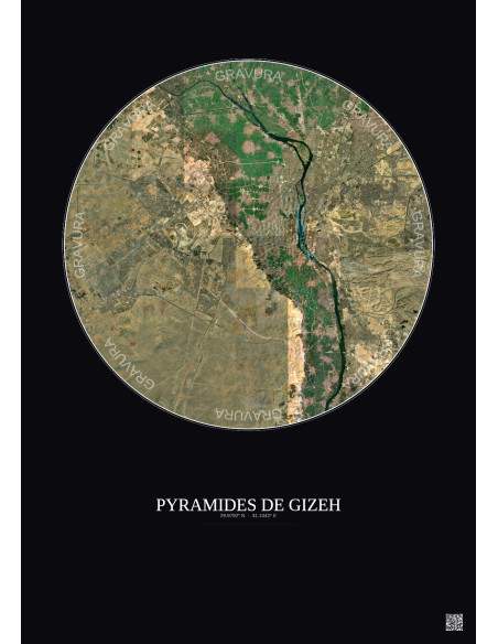 Pyramides De Gizeh Satellite View Poster 30km Color | Gravura – Dark background