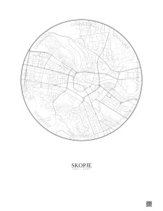 Affiche Skopje – Poster carte de ville 2.5km | Gravura – Fond clair