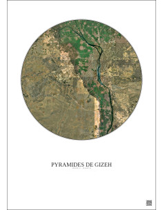 Pyramides De Gizeh Satellite View Poster 30km Color | Gravura – Light background
